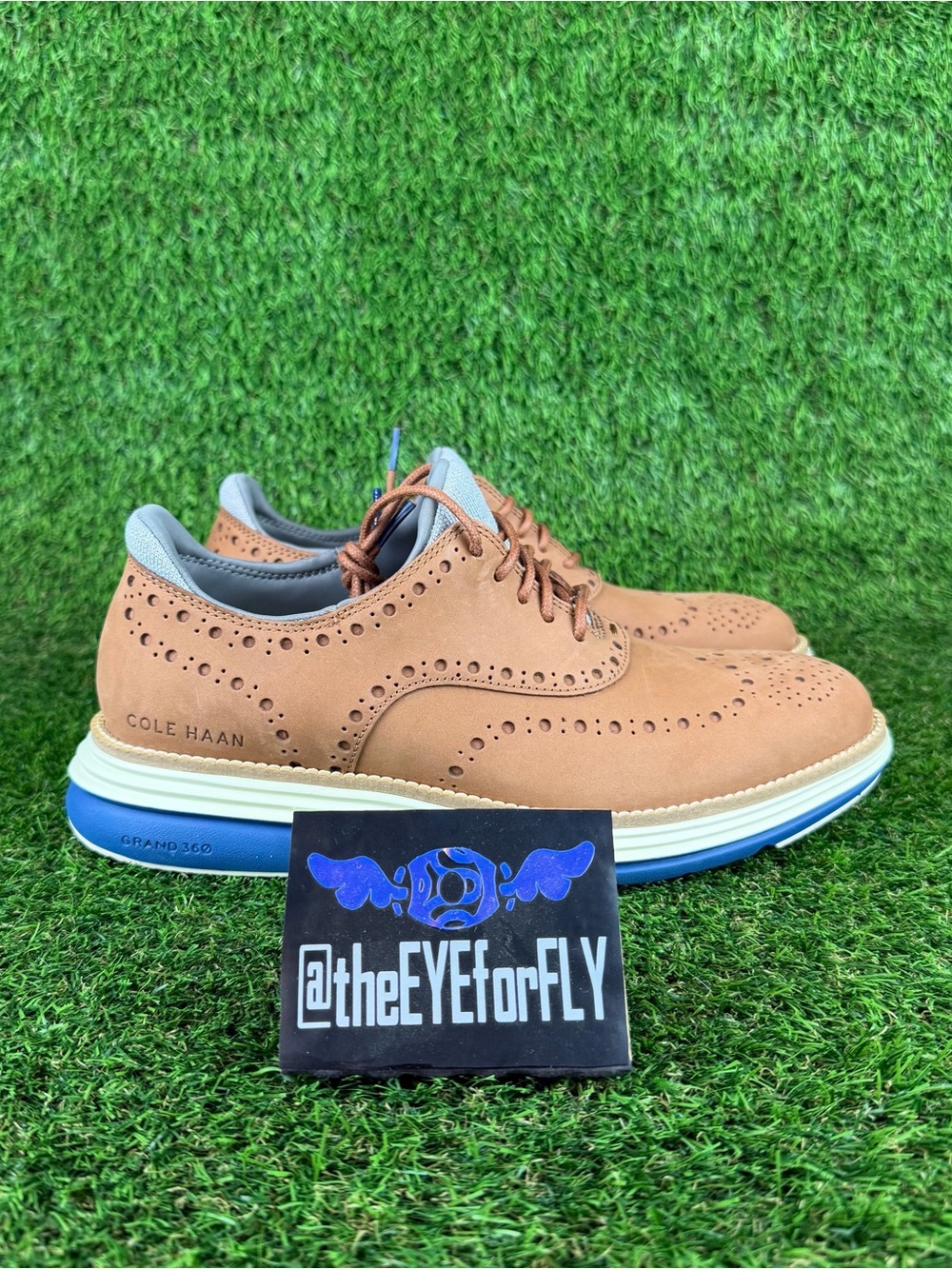 NEW Cole Haan Original Grand Wingtip Oxfords British Tan Ivory C32068 Men’s 7